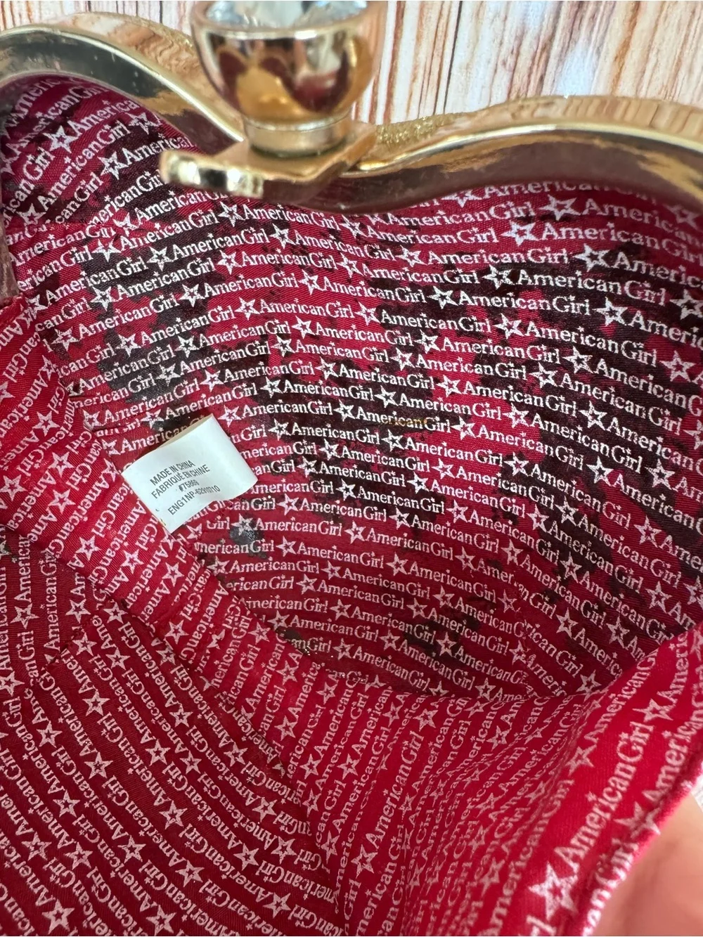 American Girl Heart-shaped Gold Glitter Purse